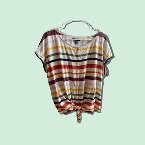 Chaps Plus Size Short Sleeve Tie Front Knit Top